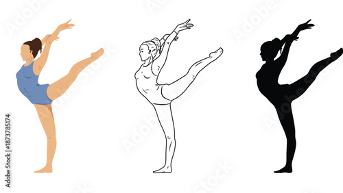 A woman in different poses and colors in a studio setting