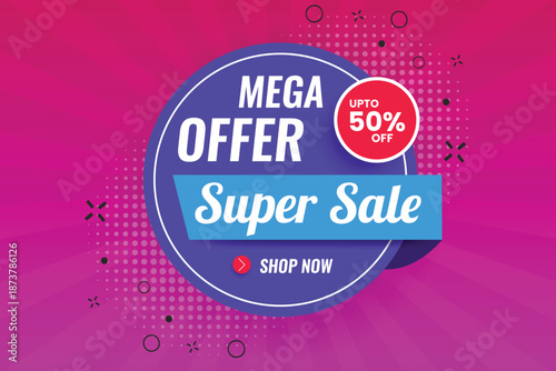 super sale on abstract Gradient background, price label design product mega discount colourful sales web sale banner promotion template design