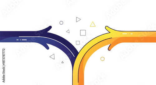 Abstract Two Way Arrows Concept Representing Choice Direction Decision Making and Logical Path Comparison