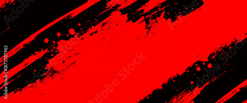 Vector hand drawn diagonal red brush stroke banner background