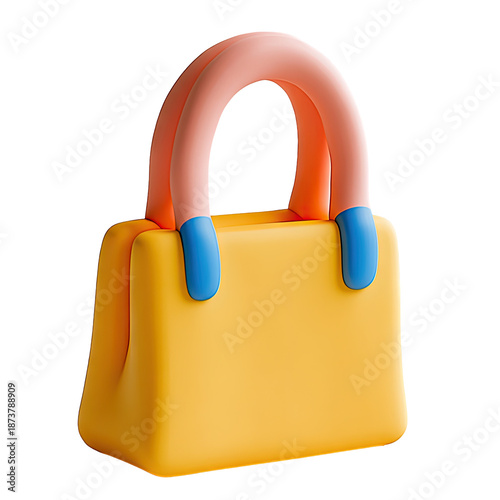 Cute cartoon purse, yellow body, pastel pink handle