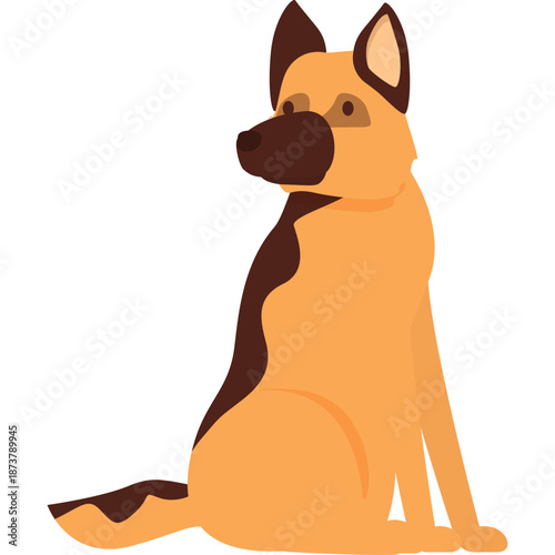 Flat Illustration of a German Shepherd Dog