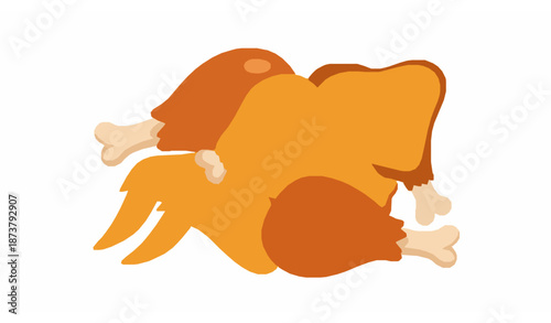 Cartoon fried chicken bundle vector illustration with drumsticks, wings, and thighs for food, fast food, and cooking designs