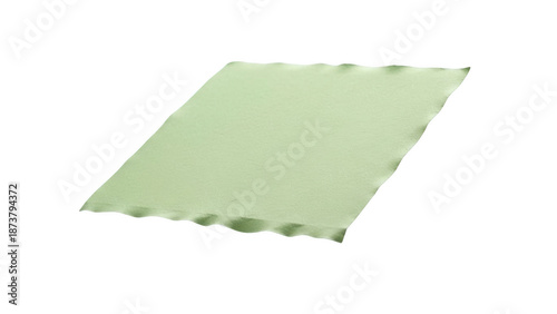 Light Green Fabric Square with Wavy Edges on Black Background textile pastel