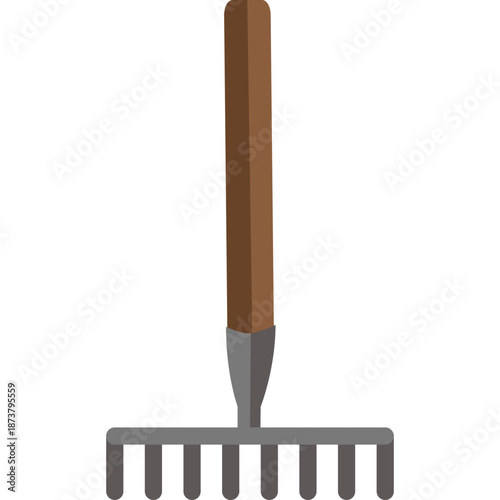 Garden rake with wooden handle