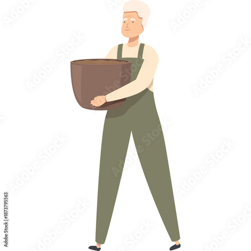 Gardener Holding a Pot