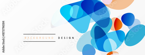 Abstract shapes overlap, creating vibrant color blends. Modern design elements suggest fluidity, dynamism, visual interest. Clean background enhances composition.