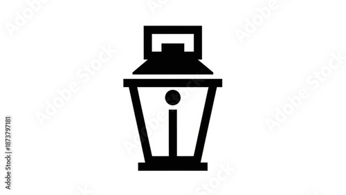 Simple black lantern icon graphic symbol for camping and adventure isolated on white background