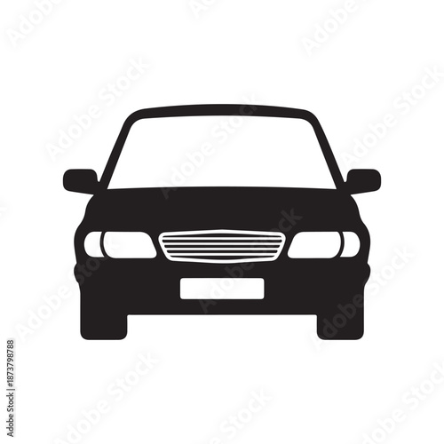 Minimalist car front view icon Vector, illustration