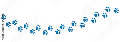 Silhouettes of animal footprints of cat or dog blue vector tracks of  mammals. includes paw prints, hoof marks.