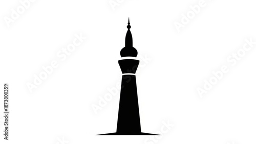 Black Monument Silhouette Isolated on White Background