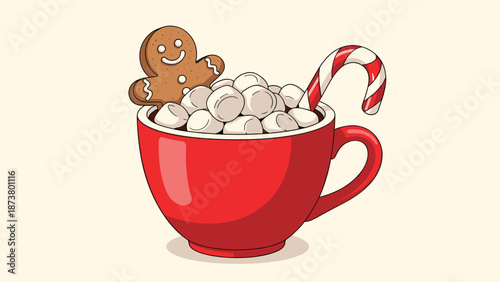 Holiday Cheer: Hot Chocolate with Gingerbread and Candy Cane