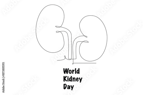 World kidney day concept one-line drawing
