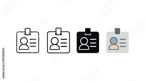 Four different colored ID badge icons on a white background for identification purposes