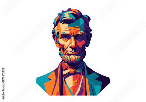 Colorful portrait of Abraham Lincoln in pop art style  