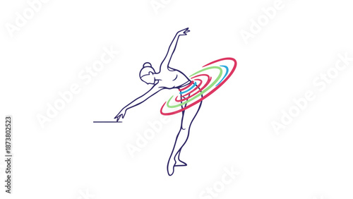 A ballet dancer in motion with colorful swirling lines around her skirt