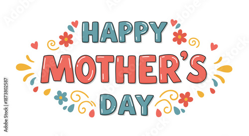 Happy Mother's Day greeting card with colorful floral decorations  