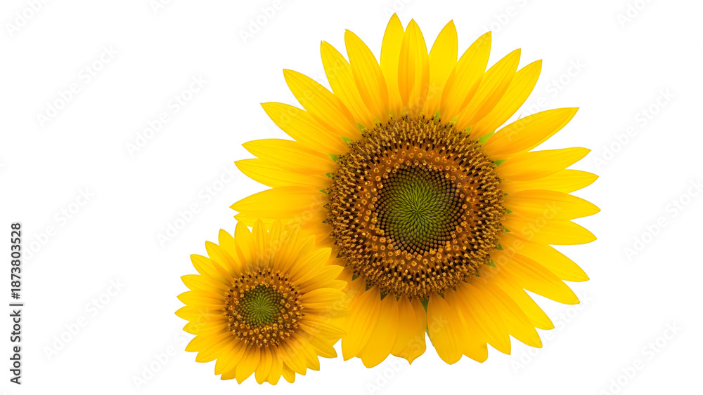 Fototapeta premium Vibrant Sunflowers Isolated On Black Background