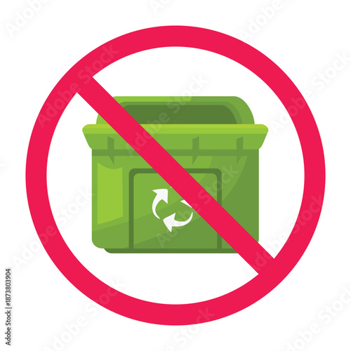 No trash can sign, prohibited sign with trash bin icon, no littering symbol, forbidden garbage sign 

