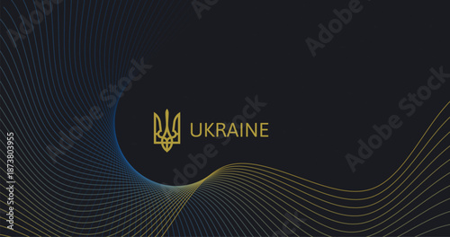 A sleek and modern design featuring the Ukraine tryzub on a dark background