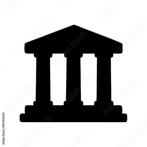 Silhouette of classical building facade with columns and triangular pediment