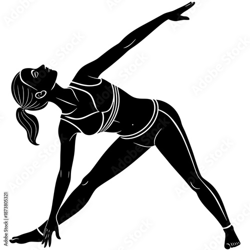 Woman Practicing Yoga Stretch Pose Fitness Silhouette Illustration