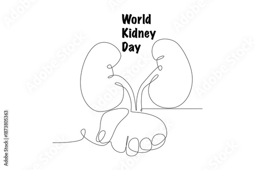 World kidney day concept one-line drawing