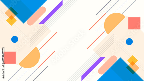 Modern Abstract Background Minimalist Geometric Shapes Flat Colorful Frame Design. Good for Website Banners, Corporate Presentations, Branding, Posters, Social Media, and Professional Design Templates