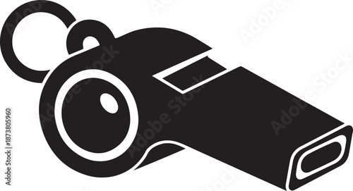 Simple and bold referee whistle silhouette symbolizing sports officiating, control, and fair play.