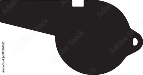 Simple and bold referee whistle silhouette symbolizing sports officiating, control, and fair play.