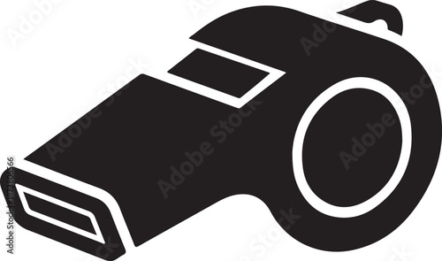 Simple and bold referee whistle silhouette symbolizing sports officiating, control, and fair play.
