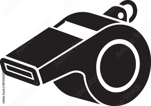 Simple and bold referee whistle silhouette symbolizing sports officiating, control, and fair play.