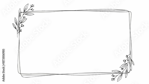 Minimalist Rectangular Frame with Delicate Floral Accents.