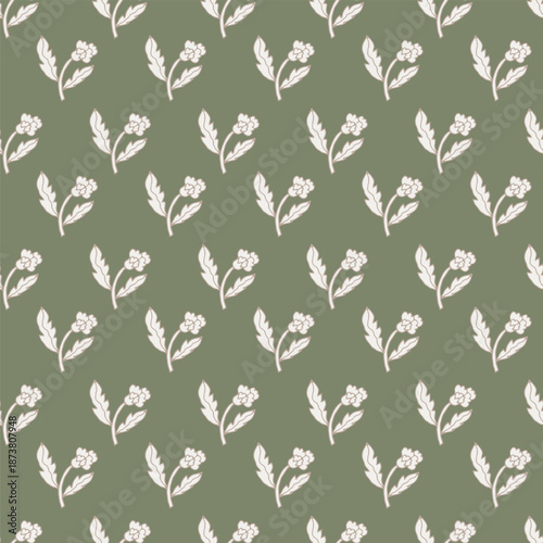 Vintage Olive Mini Floral Pattern