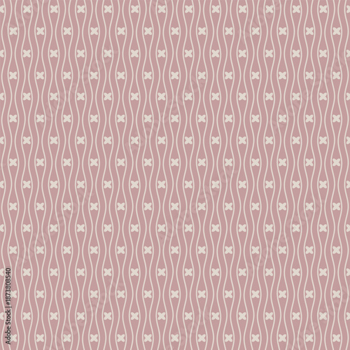 Dusty Rose Wavy Stripe Floral Pattern