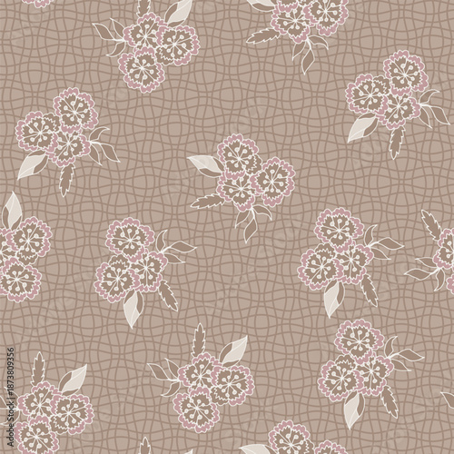 Warm Taupe Floral Bouquet Pattern