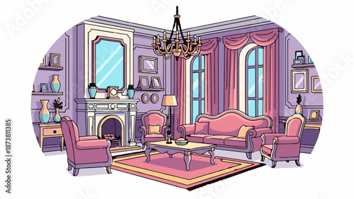 Elegant living room with vintage furniture and opulent decor