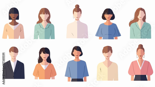 Diverse group of people depicted in a stylized, colorful, flat illustration style