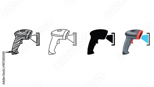 A collection of barcode scanners in different styles and colors