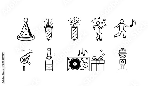 Fashion and apparel web icon vector set in line style for clothing, accessories, and tailoring