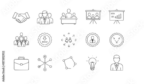 Identity and authentication web icon vector set in line style for fingerprint, face ID, passport, and security