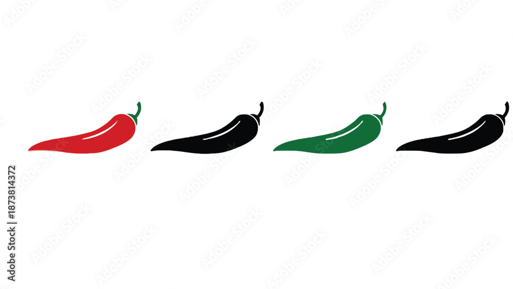 Obraz premium A vibrant illustration of chili peppers in different colors on a white background
