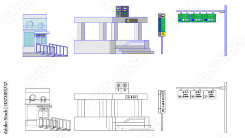 지하철 입구(교통+대중교통+표지판)