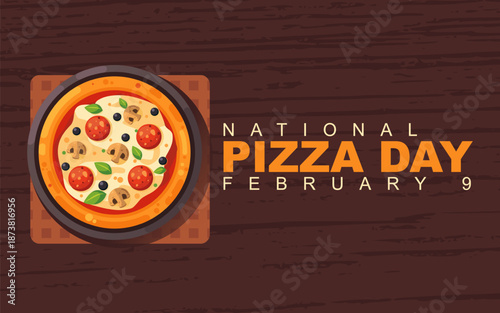 Vector graphic of National Pizza Day ideal for National Pizza Day celebration.
