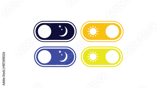 A graphic illustration of toggle switches for day and night modes