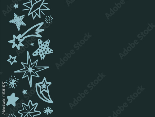Whimsical Starry Sky Vector Illustration with Doodles