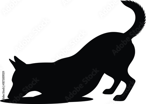 Playful Dog Silhouette Digging in Ground