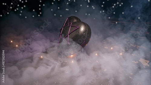 Mystical Heart Shaped Sigil Symbol with Glowing Lines and Enchantment in Ethereal Smoke Creating Valentine Atmosphere