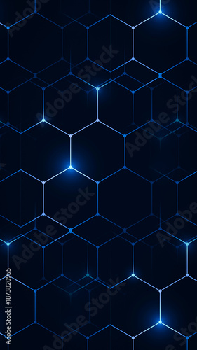 Wallpaper Mural Abstract dark blue futuristic technological background with glowing hexagonal geometric shapes and network connections Torontodigital.ca