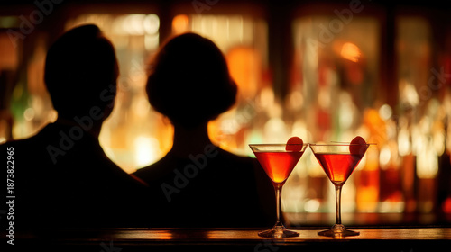 Couple drinking cocktails a...